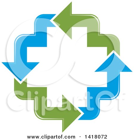 Clipart of a Cross Formed of Blue and Green Arrows - Royalty Free Vector Illustration by Lal Perera