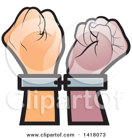Clipart of Cuffed Fisted Hands - Royalty Free Vector Illustration by Lal Perera