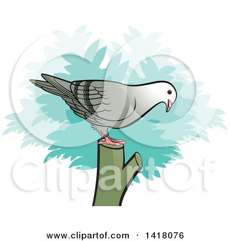 Clipart of a Pigeon on a Stump - Royalty Free Vector Illustration by Lal Perera