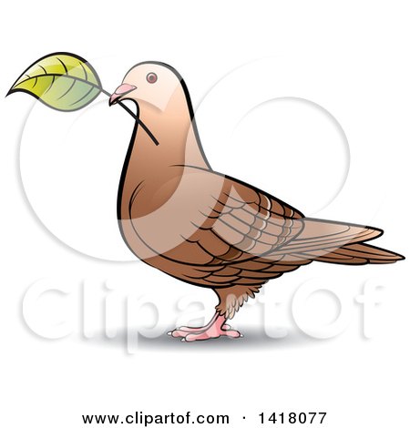 Clipart of a Pigeon with a Leaf - Royalty Free Vector Illustration by Lal Perera
