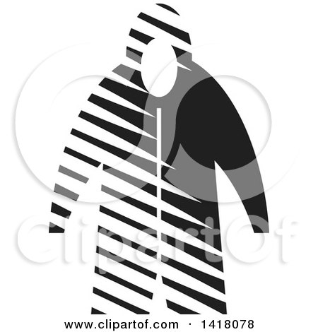 Clipart of a Black and White Raincoat - Royalty Free Vector Illustration by Lal Perera