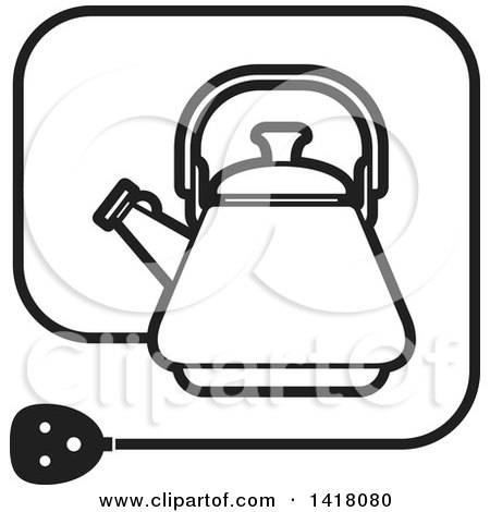Clipart of a Lineart Kettle Icon - Royalty Free Vector Illustration by Lal Perera