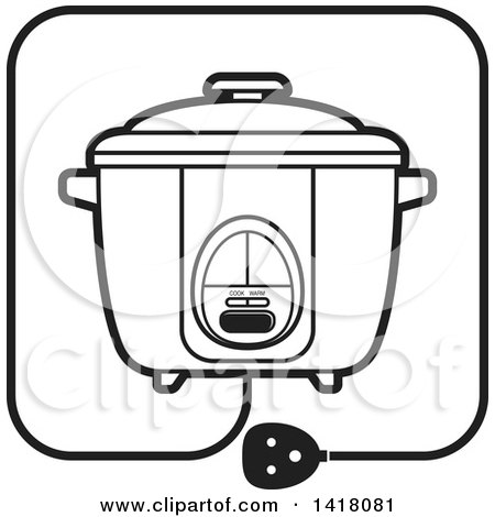 Clipart of a Lineart Rice Cooker - Royalty Free Vector Illustration by Lal Perera