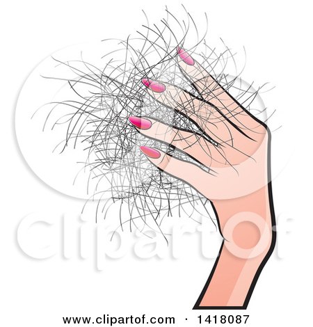 Clipart of a Hand Holding Hair - Royalty Free Vector Illustration by Lal Perera