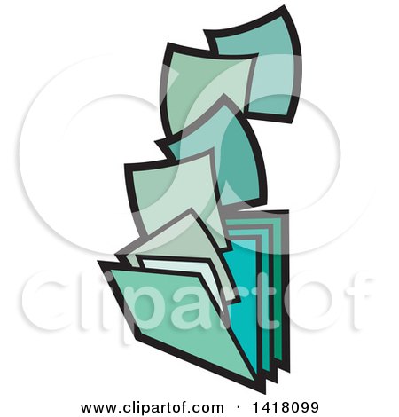 Clipart of Green Paperwork and Filing Folders - Royalty Free Vector Illustration by Lal Perera