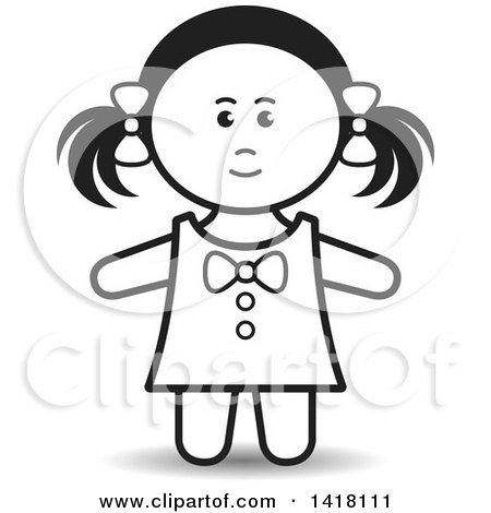Clipart of a Lineart Doll - Royalty Free Vector Illustration by Lal Perera