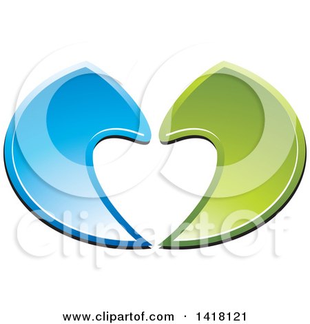 Clipart of a Heart Made of Blue and Green Swooshes - Royalty Free Vector Illustration by Lal Perera