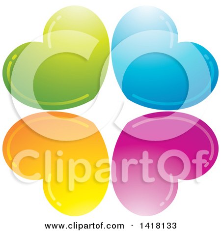 Clipart of a Group of Colorful Hearts - Royalty Free Vector Illustration by Lal Perera