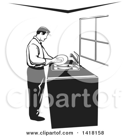 Man Washing Dishes #1 Poster by CSA Images - Pixels Merch