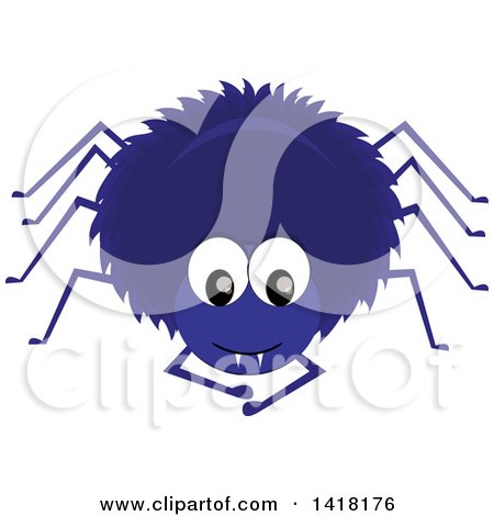 Clipart of a Blue Hairy Spider - Royalty Free Vector Illustration by Pams Clipart