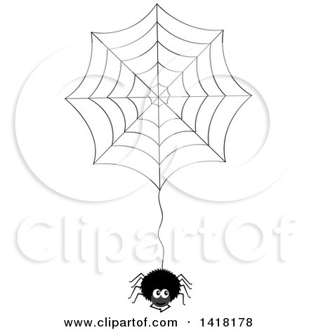 Clipart of a Hairy Spider Hanging from a Web - Royalty Free Vector Illustration by Pams Clipart