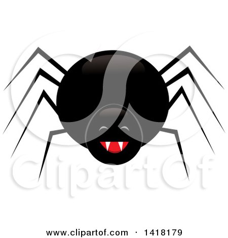 Clipart of a Laughing Black Spider - Royalty Free Vector Illustration by Pams Clipart
