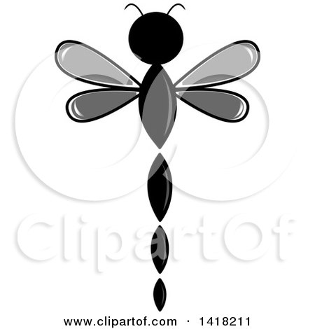 Clipart of a Grayscale Dragonfly - Royalty Free Vector Illustration by Pams Clipart