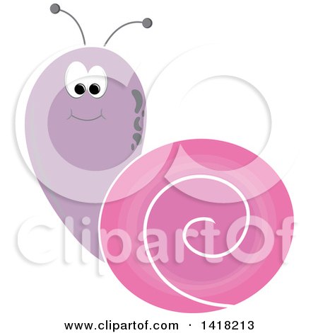 Clipart of a Purple and Pink Snail - Royalty Free Vector Illustration by Pams Clipart