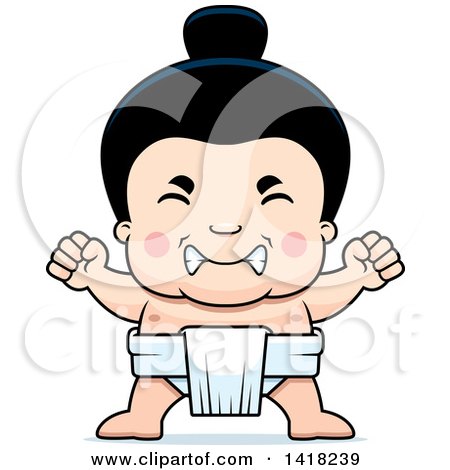 Cartoon Clipart of a Mad Little Sumo Wrestler - Royalty Free Vector Illustration by Cory Thoman