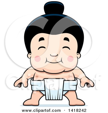 Cartoon Clipart of a Little Sumo Wrestler - Royalty Free Vector Illustration by Cory Thoman