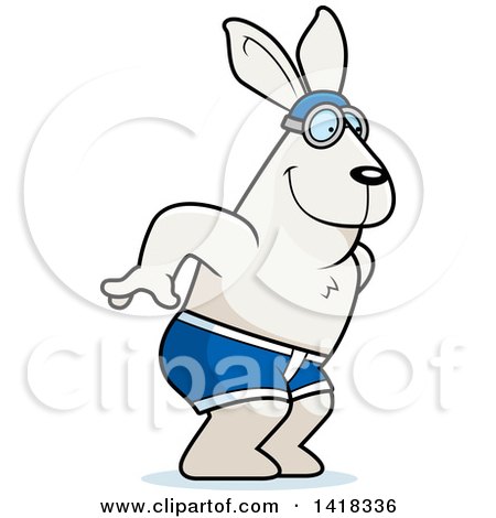 Cartoon Clipart of a Swimmer Rabbit Diving - Royalty Free Vector Illustration by Cory Thoman