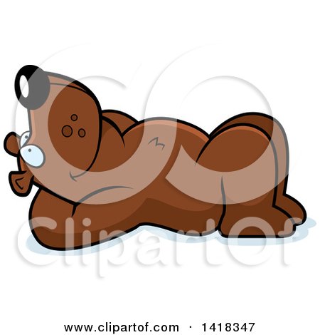 Cartoon Clipart of a Relaxed Bear Resting on His Back and Stargazing - Royalty Free Vector Illustration by Cory Thoman