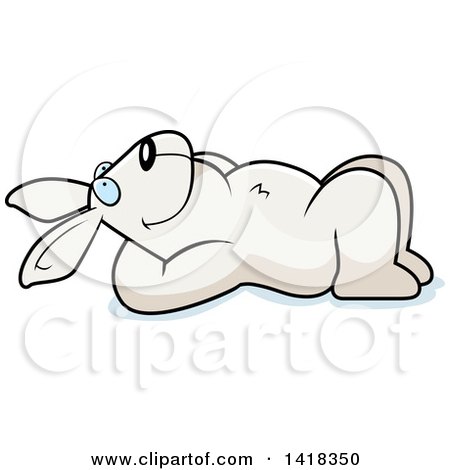 Cartoon Clipart of a Relaxed Rabbit Resting on His Back and Stargazing - Royalty Free Vector Illustration by Cory Thoman