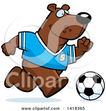 Cartoon Clipart of a Sporty Bear Playing Soccer - Royalty Free Vector Illustration by Cory Thoman