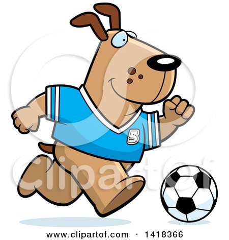 Cartoon Clipart of a Sporty Dog Playing Soccer - Royalty Free Vector Illustration by Cory Thoman