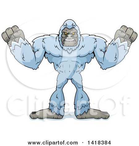 Cartoon Clipart of a Mad Yeti Abominable Snowman - Royalty Free Vector Illustration by Cory Thoman