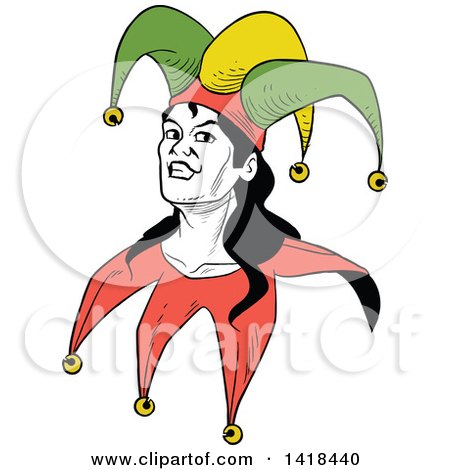 Clipart of a Jester Joker Face - Royalty Free Vector Illustration by Frisko