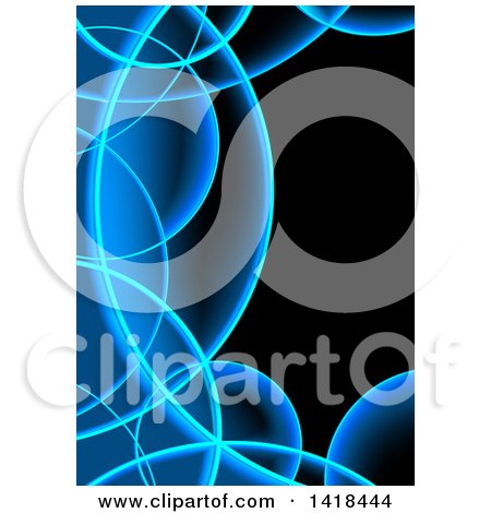 Clipart Of A Background of Blue Swooshes on Black - Royalty Free Vector Illustration by dero