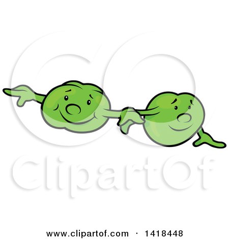 Clipart Of Peas Holding Hands - Royalty Free Vector Illustration by dero