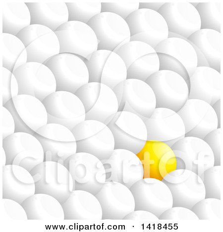 Clipart of a 3d Yellow Sphere Standing out in Rows of White Ones - Royalty Free Vector Illustration by elaineitalia