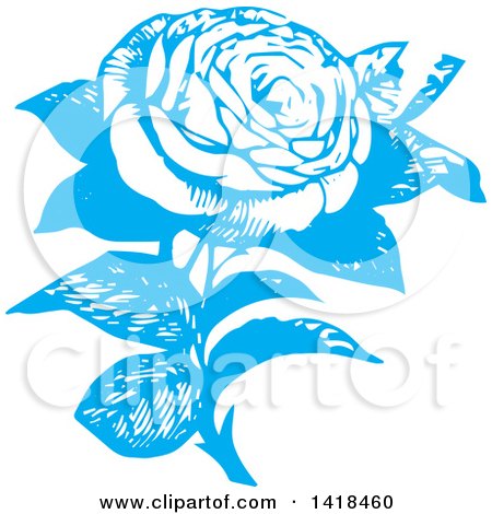 Clipart of a Sketched Blue Rose - Royalty Free Vector Illustration by BestVector