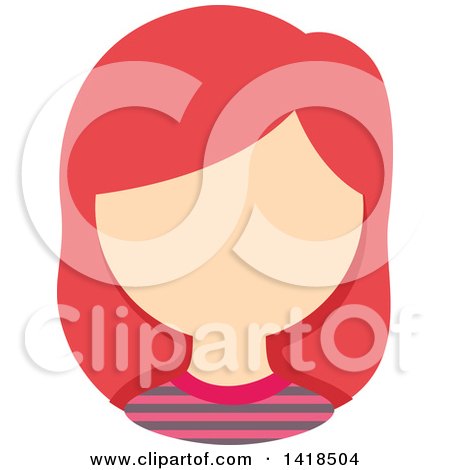 Clipart of a Faceless White Girl with Pink Hair - Royalty Free Vector Illustration by BNP Design Studio