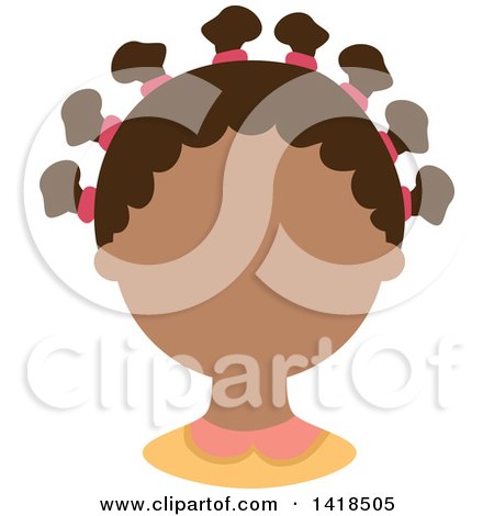 Clipart of a Faceless Black Girl with Hair up in Bantu Knots - Royalty Free Vector Illustration by BNP Design Studio