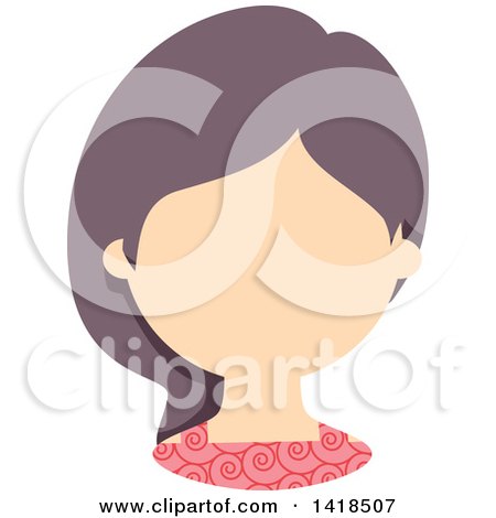 Clipart of a Faceless Asian Girl with Purple Hair - Royalty Free Vector Illustration by BNP Design Studio