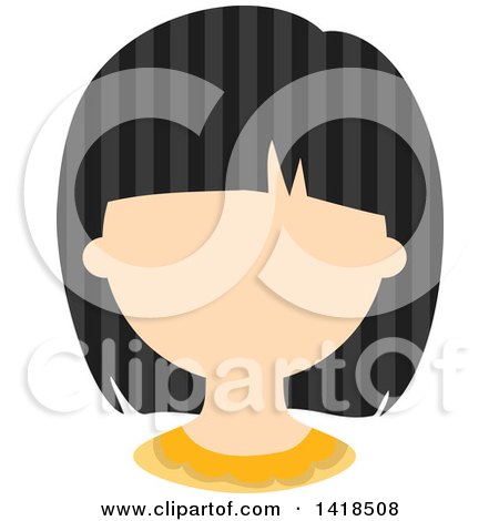 Clipart of a Faceless Asian Girl with Black Striped Hair - Royalty Free Vector Illustration by BNP Design Studio