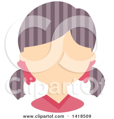 Clipart of a Faceless Girl with Purple Hair in Braids - Royalty Free Vector Illustration by BNP Design Studio