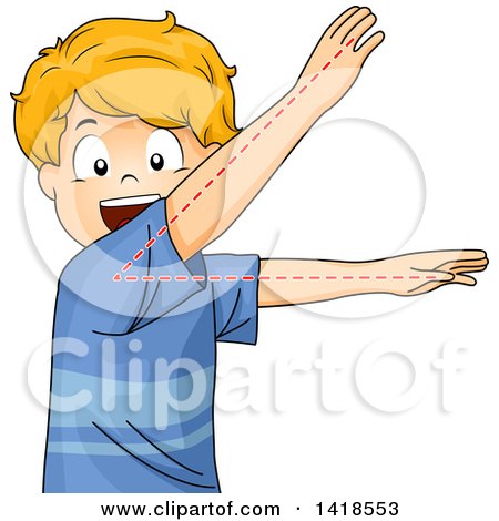 Clipart of a Blond Caucasian School Boy Depicting an Acute Angle - Royalty Free Vector Illustration by BNP Design Studio