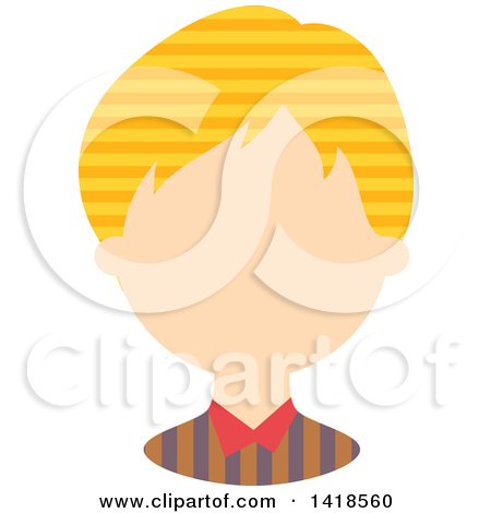Clipart of a Faceless White Boy with Orange and Yellow Striped Hair - Royalty Free Vector Illustration by BNP Design Studio