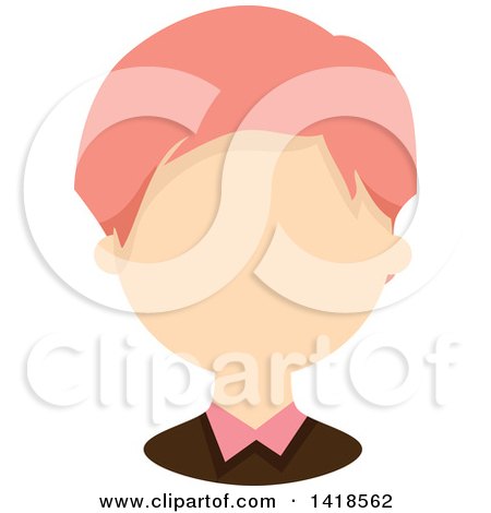 Clipart of a Faceless White Boy with Pink Hair - Royalty Free Vector Illustration by BNP Design Studio