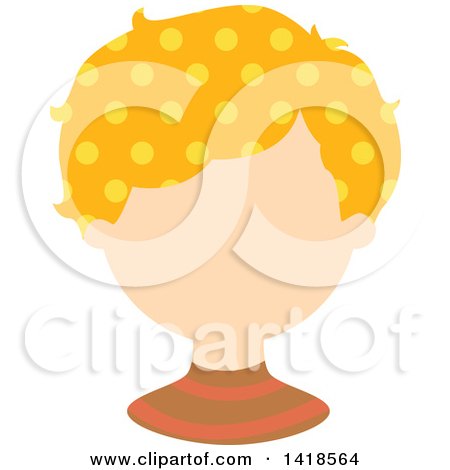 Clipart of a Faceless White Boy with Orange and Yellow Polka Dot Hair - Royalty Free Vector Illustration by BNP Design Studio