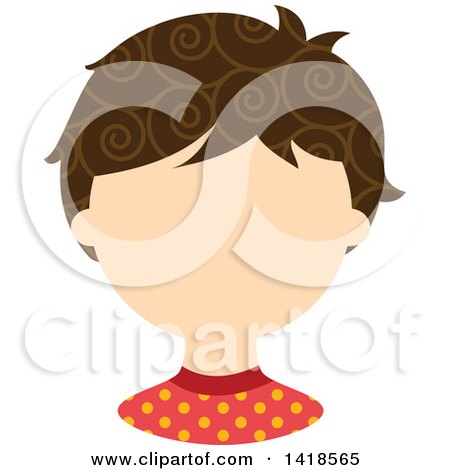 Clipart of a Faceless White Boy with Curly Brown Hair - Royalty Free Vector Illustration by BNP Design Studio