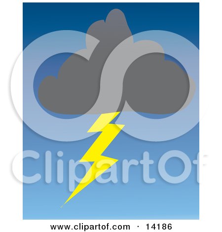 Dark Storm Cloud Striking a Lightning Bolt Clipart Illustration by Rasmussen Images