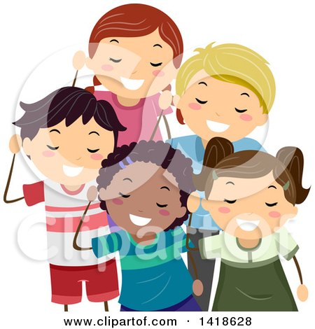 Clipart of a Group of Children Listening - Royalty Free Vector Illustration by BNP Design Studio