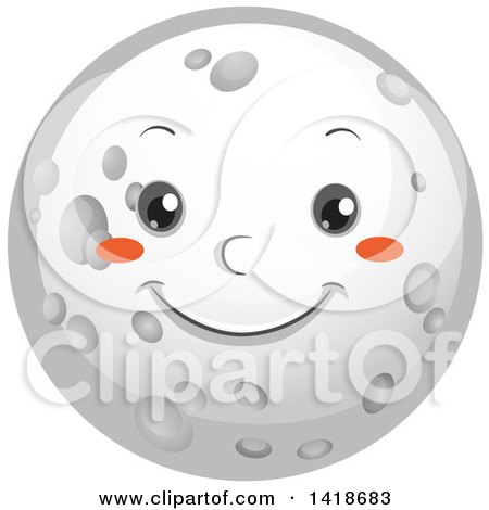 Clipart of a Moon Smiling - Royalty Free Vector Illustration by BNP Design Studio