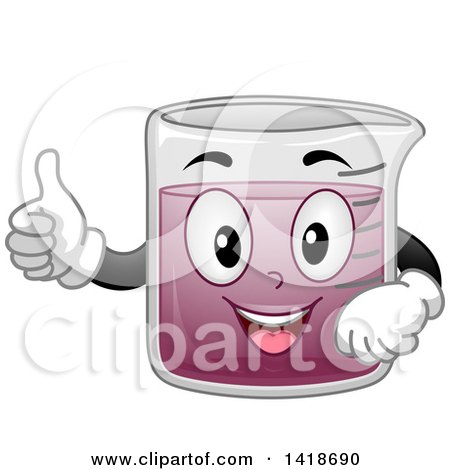 Clipart of a Happy Science Beaker Mascot Holding a Thumb up - Royalty Free Vector Illustration by BNP Design Studio
