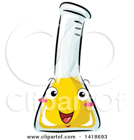 Clipart of a Happy Science Container with Yellow Liquid - Royalty Free Vector Illustration by BNP Design Studio