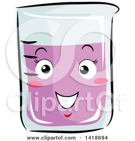 Clipart of a Happy Purple Science Beaker Mascot - Royalty Free Vector Illustration by BNP Design Studio
