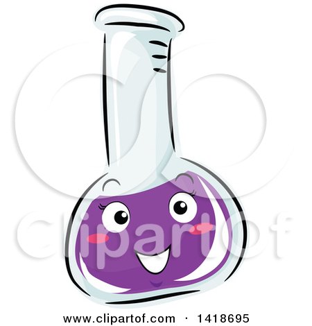 Clipart of a Happy Science Container with Purple Liquid - Royalty Free Vector Illustration by BNP Design Studio