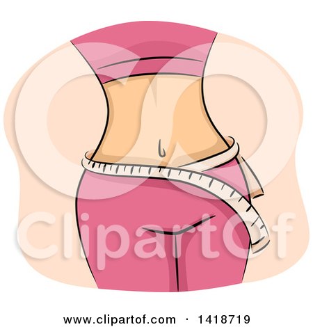 Clipart of a Sketched Woman's Waist with Measuring Tape - Royalty Free Vector Illustration by BNP Design Studio