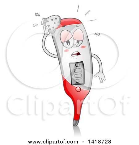 Clipart of a Feverish Thermometer Character - Royalty Free Vector Illustration by BNP Design Studio